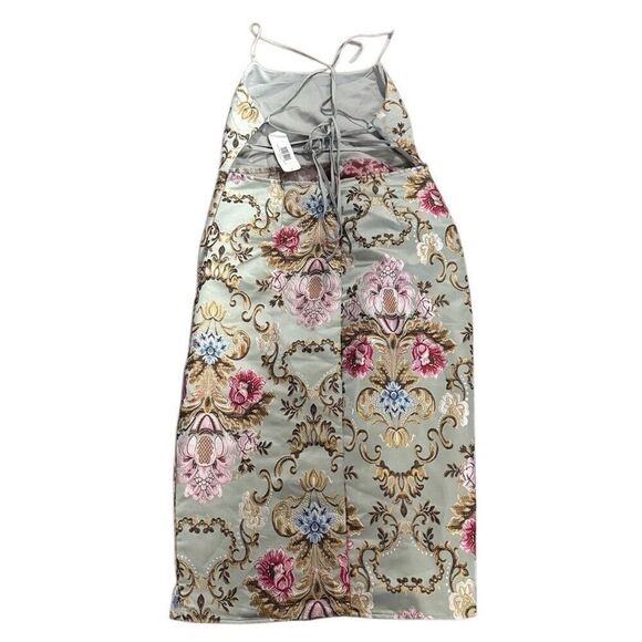 OLIA Sage multi midi floral open back tie dress size large - Picture 4 of 8